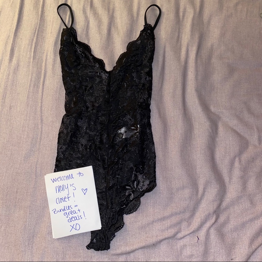 Lace see through lingerie bodysuit